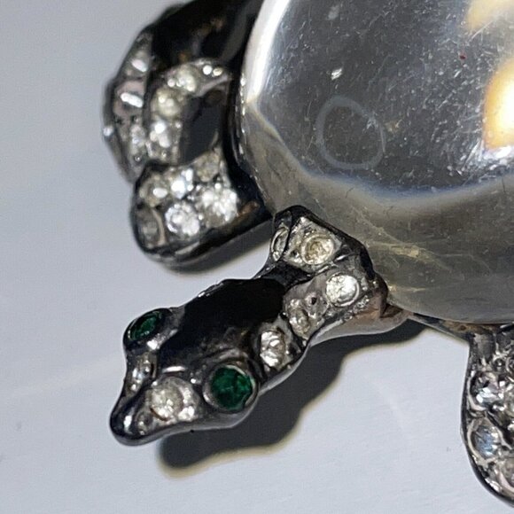 Crown Trifari Alfred Philippe Sterling Silver Jelly Belly Turtle Brooch Pin Read - Picture 6 of 16